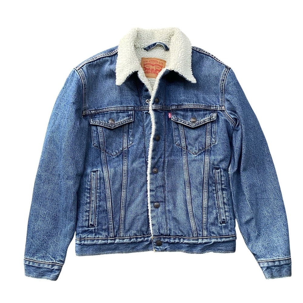 Levi's Sherpa Lined Denim Trucker Jacket Size S  Blue Jean Western Workwear